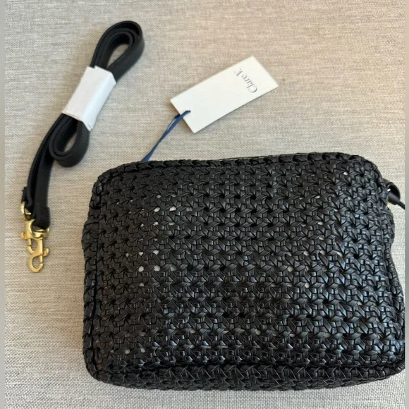 NWT Clare V Midi Sac in Black Ratan Leather - Picture 1 of 6